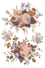 Load image into Gallery viewer, IOD Saint Ouen Transfer Sheet 3 of 8 bouquets of blush pink roses and flowers.