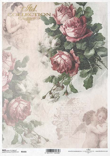 ITD Collection Vintage Angel Roses Rice Paper, R1161