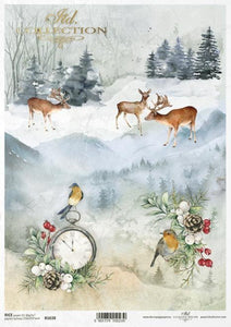 ITD Collection Winter Woodland Time Rice Paper, R1638