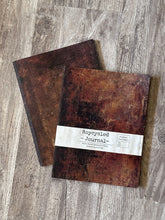 Load image into Gallery viewer, Two dark brown vintage distressed style Journal covers by Roycycled Treasures on wood background