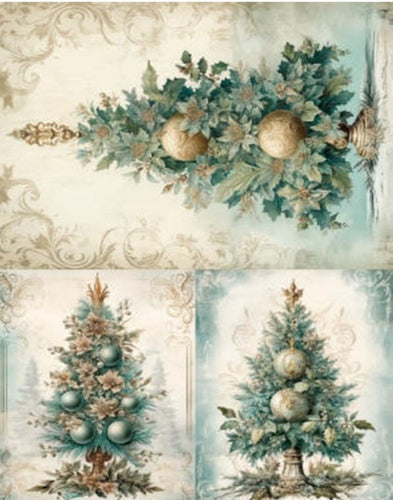 Blue Christmas 5 Rice Paper by LaBlanche