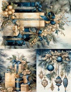 Blue Christmas 6 Rice Paper by LaBlanche