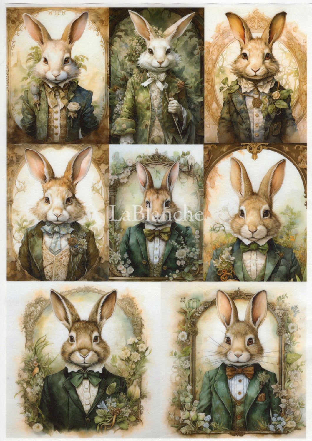 Easter 2 Rice Paper by LaBlanche, Bunny Portraits 8 Pack