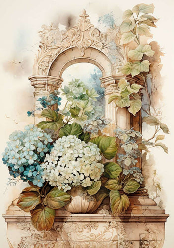 Nostalgia 2 Hydrangea Entryway Rice Paper by LaBlanche