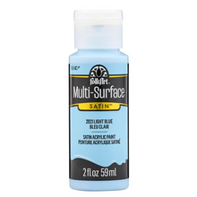 Load image into Gallery viewer, Bottle of FollyArt Multi-Surface Satin acrylic paint in Light Blue on a white background