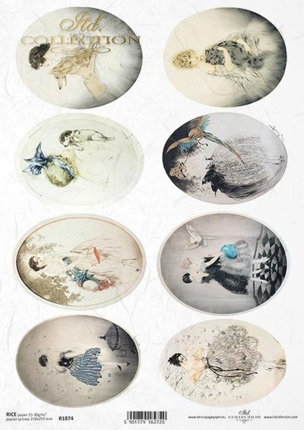 Louis Icart Oval Minis II Rice Paper by ITD Collection