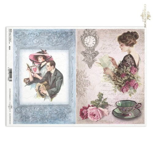 Love Letters and Roses Teatime Valentine Rice Paper by ITD Collection, R0531