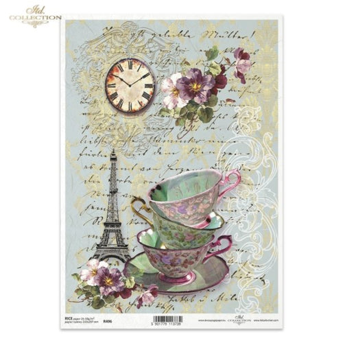 Lovely Teatime in Paris Rice Paper by ITD Collection, R0496