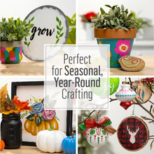Load image into Gallery viewer, Collage of various crafting items with text 'Perfect for Seasonal, Year-Round Crafting'.