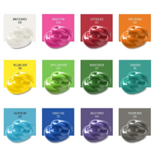 Load image into Gallery viewer, Color swatches with names and codes on a white background