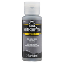 Load image into Gallery viewer, Bottle of FolkArt Multi-Surface Satin acrylic paint in medium gray on a white background