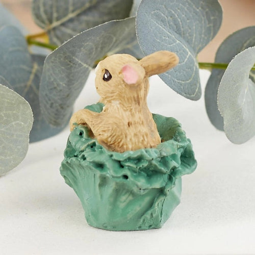 Mini Easter Bunny in Cabbage Figurines