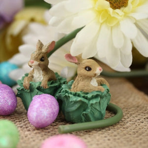 Mini Easter Bunny in Cabbage Figurines