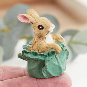 Mini Easter Bunny in Cabbage Figurines