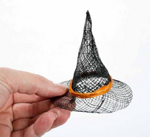Load image into Gallery viewer, Mini Halloween Black Sinamay Witch Hat