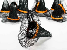 Load image into Gallery viewer, Mini Halloween Black Sinamay Witch Hat