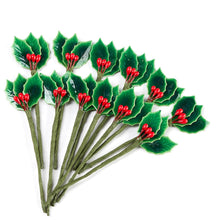 Load image into Gallery viewer, Miniature Lacquered Holly Leaf Picks, 3-1/2&quot;