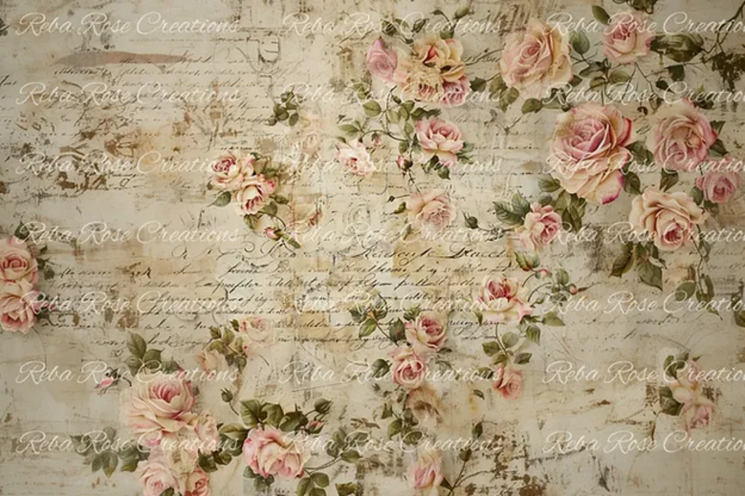 Misty Rose Rice Paper by Reba Rose Creations, Size A4