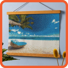 Load image into Gallery viewer, Beaded diamond artwork wall decor of beach scene sealed with Mod Podge Diamond Top Coat Glue Sealer Finish.