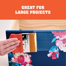 Load image into Gallery viewer, Person applying decoupage glue with Mod Podge Large Decoupage Brush a wooden drawer front surface with a floral design and text 'Great for Large Projects' above.
