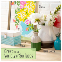 Load image into Gallery viewer, Decorative vases and containers on a surface with text indicating material types.