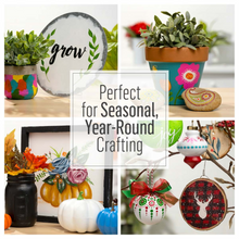 Load image into Gallery viewer, Collage of various crafting items with text 'Perfect for Seasonal, Year-Round Crafting'.