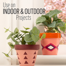 Load image into Gallery viewer, Two potted plants in decorative pots with text 'Use on Indoor &amp; Outdoor Projects'.
