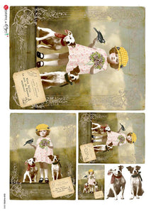 Old Photos 0008, Paper Designs Washipaper, Girl with Her Puppies