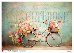 Old Photos 0114, Paper Designs Washipaper, Aqua Background Spring Bicycle