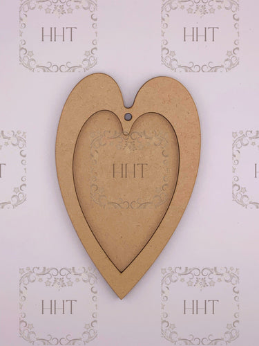 Handcrafted Holiday Traditions MDF Heart Ornament with overlay frame, 0004
