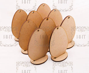 Side View Set of 9 Egg Shaped Ornaments with Bases by Handcrafted Holiday Traditions, ORN 0066