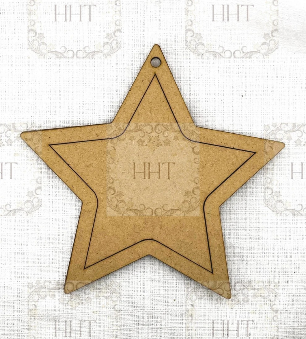 Handcrafted Holiday Traditions MDF Framed Star Ornament, 3 pcs