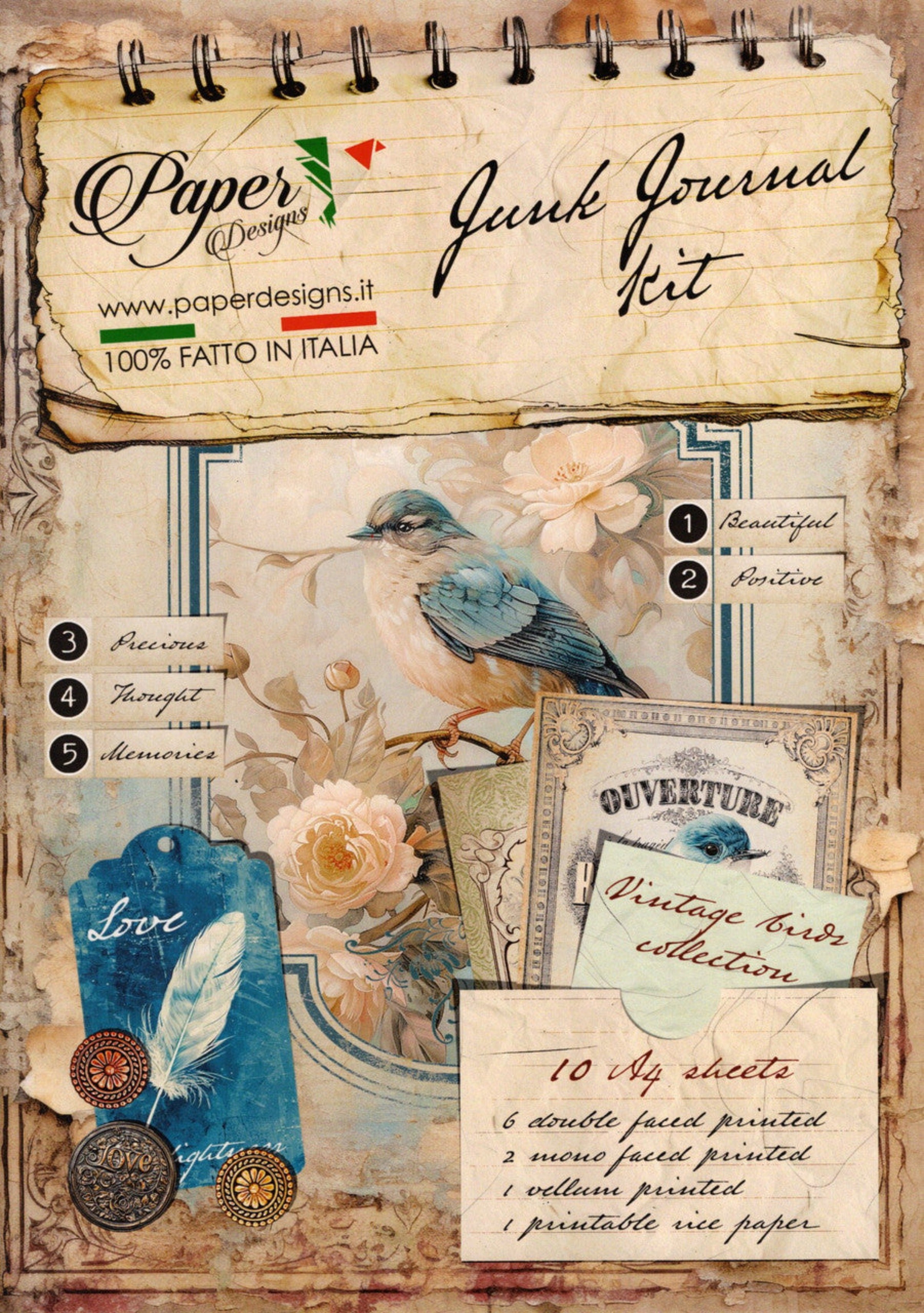 文房具・ステーショナリー junk journal No.172 PDVintageBirds1.jpg?v=1716394865