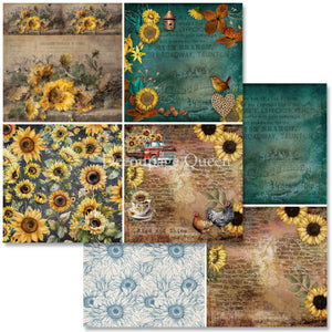 Sunflower Ephemera Scrapbook Set by Decoupage Queen, 12" x 12" 11