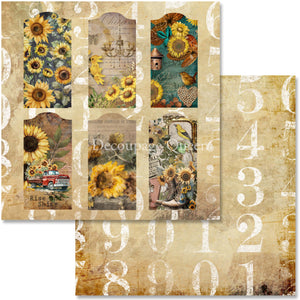 Sunflower Ephemera Scrapbook Set by Decoupage Queen, 12" x 12" 12