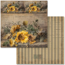 Load image into Gallery viewer, Sunflower Ephemera Scrapbook Set by Decoupage Queen, 12&quot; x 12&quot; 1