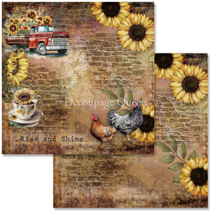 Sunflower Ephemera Scrapbook Set by Decoupage Queen, 12" x 12" 2
