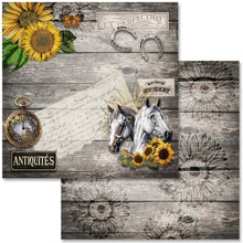 Load image into Gallery viewer, Sunflower Ephemera Scrapbook Set by Decoupage Queen, 12&quot; x 12&quot; 3