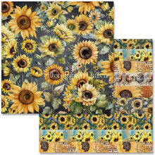 Load image into Gallery viewer, Sunflower Ephemera Scrapbook Set by Decoupage Queen, 12&quot; x 12&quot; 6
