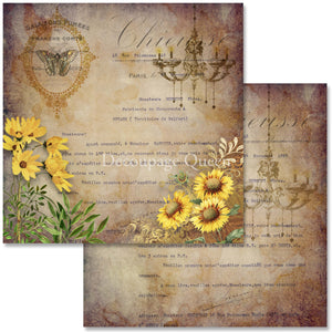 Sunflower Ephemera Scrapbook Set by Decoupage Queen, 12" x 12" 7
