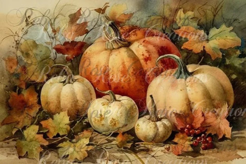 Painted Pumpkins Rice Paper by Reba Rose Creations