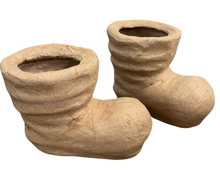 Load image into Gallery viewer, Two terracotta boot-shaped planters on a white background