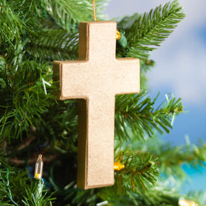Paper Mache Cross Ornament, 5"
