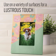 Load image into Gallery viewer, Decorative photo frame with floral design holding a picture of a dog, placed on a surface with text about using it for a lustrous touch.