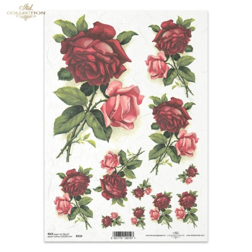 Pretty Red and Pink Roses by ITD Collection, R0219