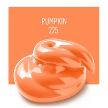 Load image into Gallery viewer, Orange swatch labeled 'Pumpkin 225' on an orange background