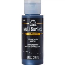 Load image into Gallery viewer, FolkArt Multi-Surface Satin acrylic paint bottle in Pure Black on a white background