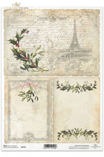 French Christmas Rice Paper by ITD Collection