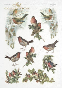 Winter Birds Rice Paper by ITD Collection, R0200, A4