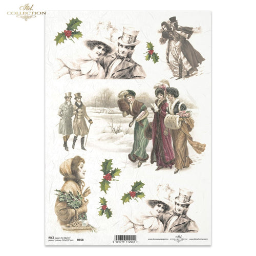 Victorian Holly Snow Days Rice Paper by ITD Collection